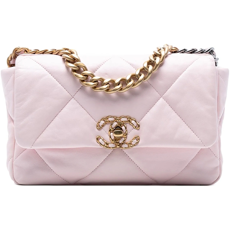 Chanel Sac à bandoulière Medium Lambskin 19 Flap rose