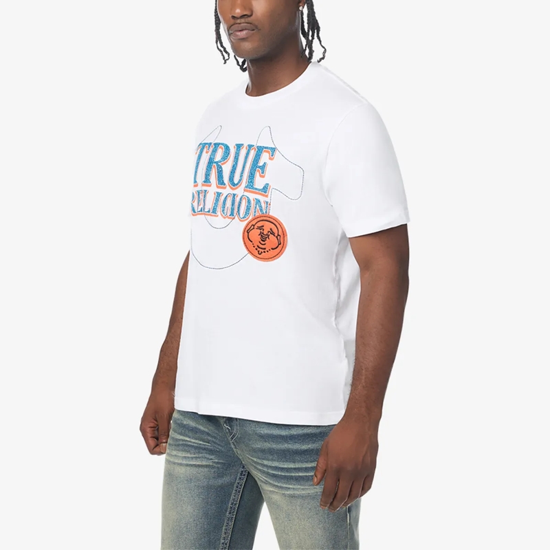 True Religion T-Shirt T-Shirt- Gerader Schnitt- Western-Logo Tee- Ru weiss(Image 3)