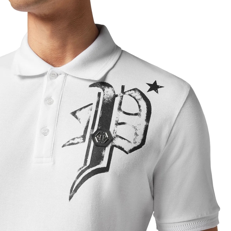 Philipp Plein Top Poloshirt Skull&Bones weiss(Image 3)
