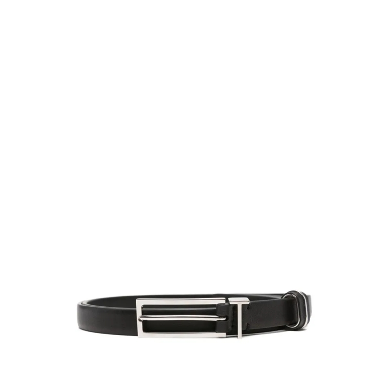 Tom Ford Riem Black Calf Leather Belt With T-Loop Buckle Black