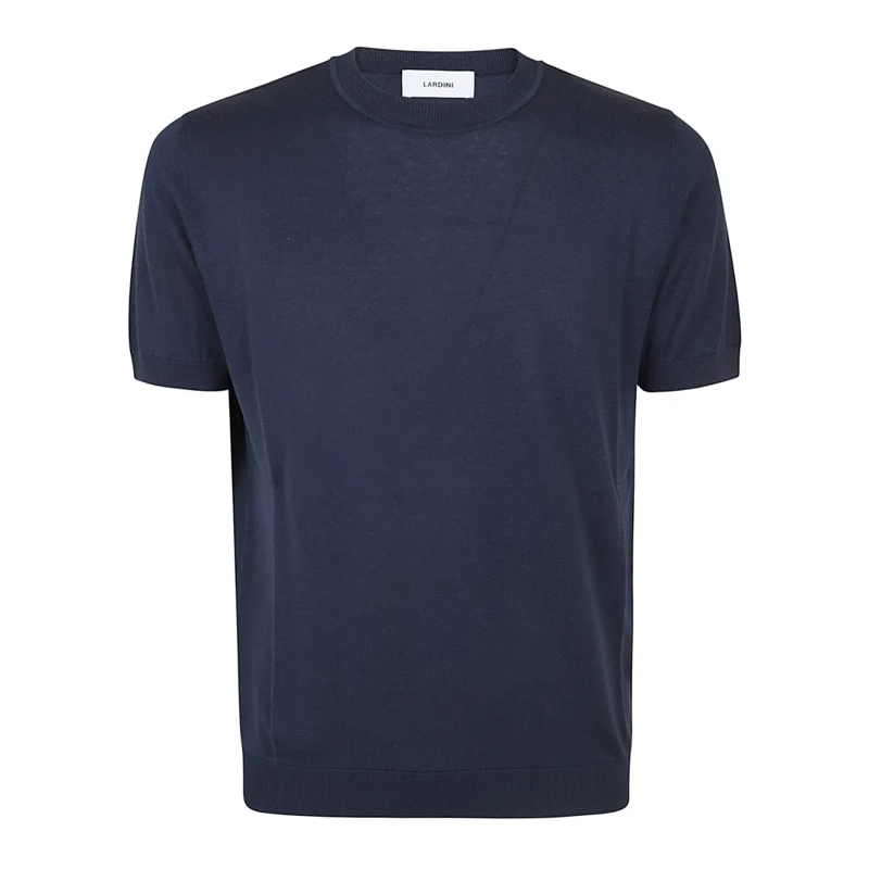 Lardini Pull Silk Short-Sleeved Sweater With Ribbed Trims Black
