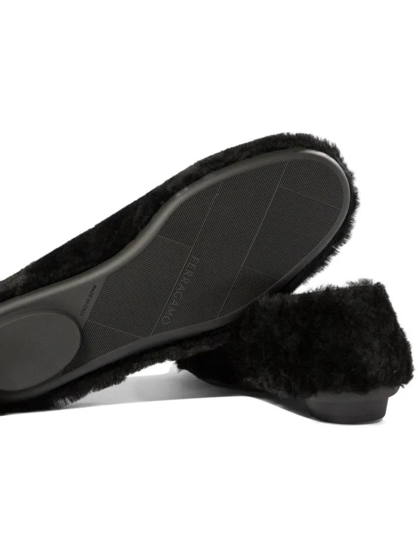 Thumbnail - "Noella Fur" Shearling Ballet Flats - Gr. 9_5 - in Schwarz