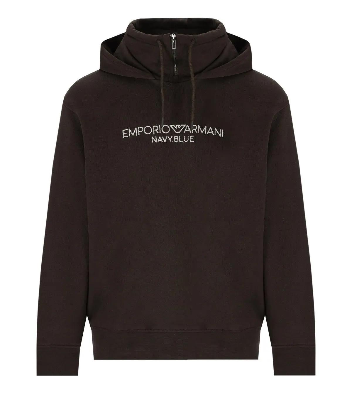 Emporio Armani - EMPORIO ARMANI BRAUNES HOODIE MIT LOGO - Größe L - braun