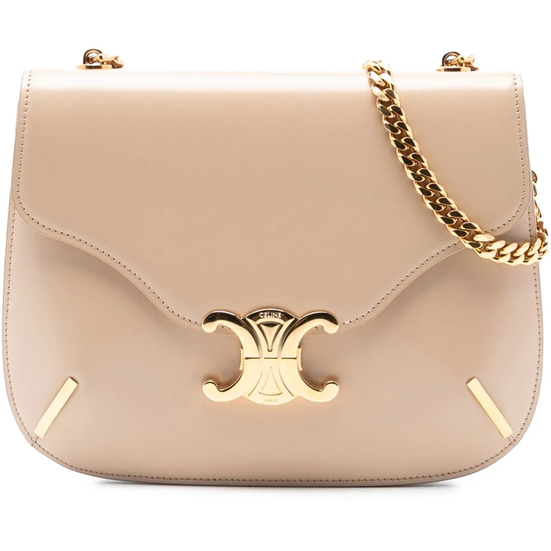 Celine Schultertasche Teen Shiny Calfskin Triomphe Besace Clea Chain Cro braun