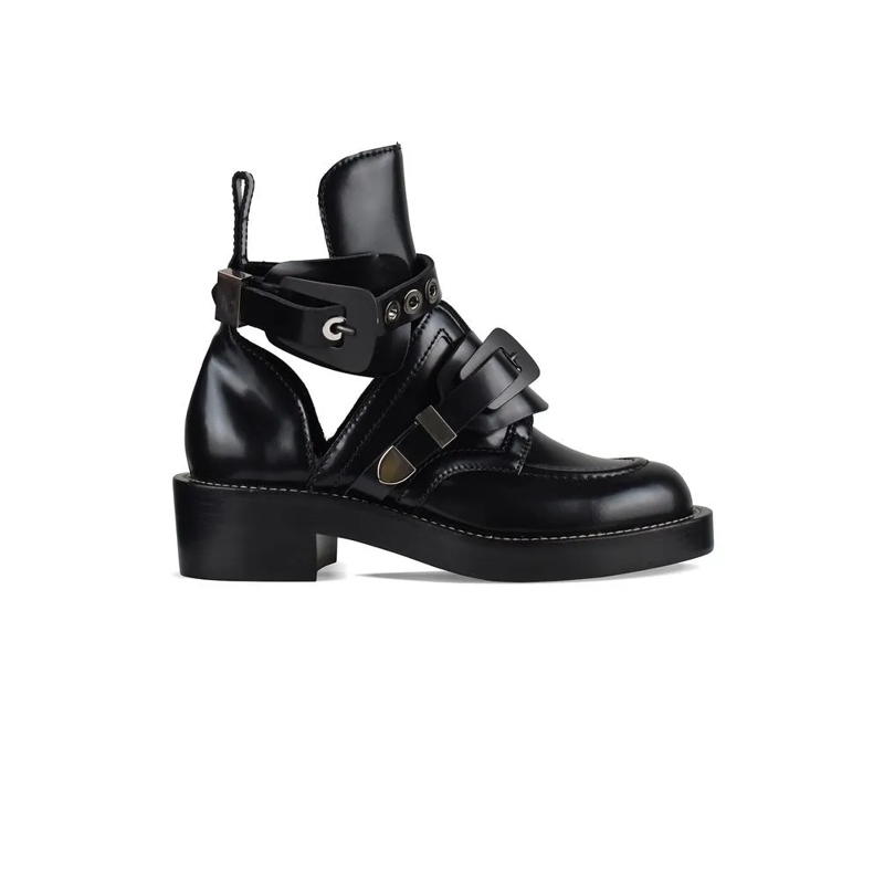 Balenciaga Stiefel Black Leather Ceinture Booties Black