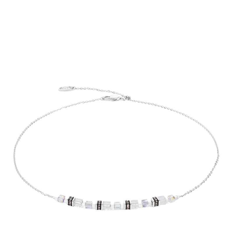 COEUR DE LION Mittellange Halskette Halskette Mini Cubes & Chain weiss