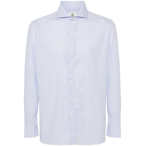 BORRELLI Hemden Check Pattern Cotton Shirt Blue