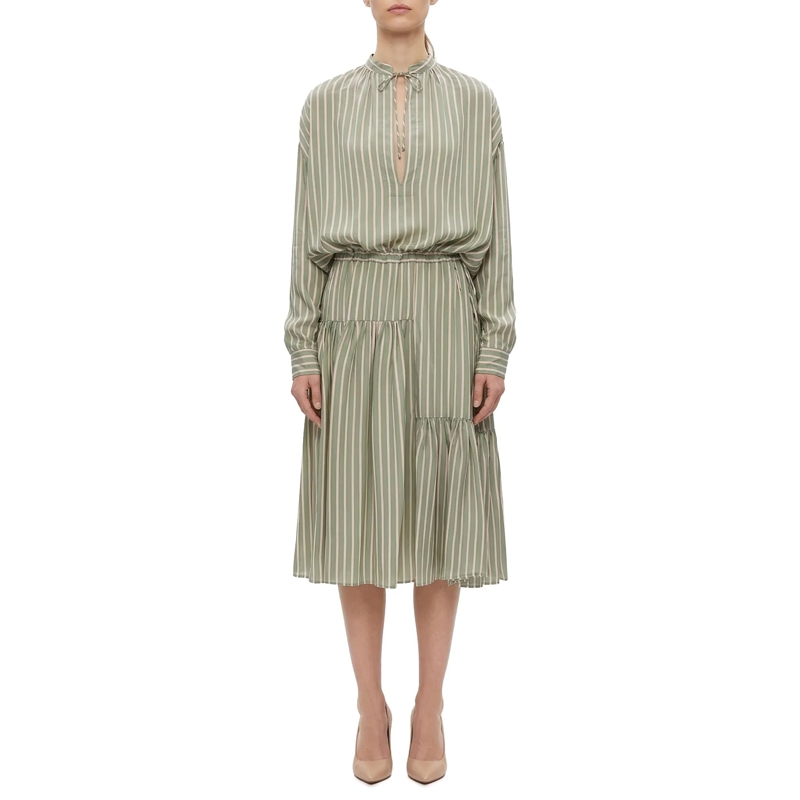 Dries Van Noten Minikleid Gestreiftes Midikleid Denvo grün(Image 2)