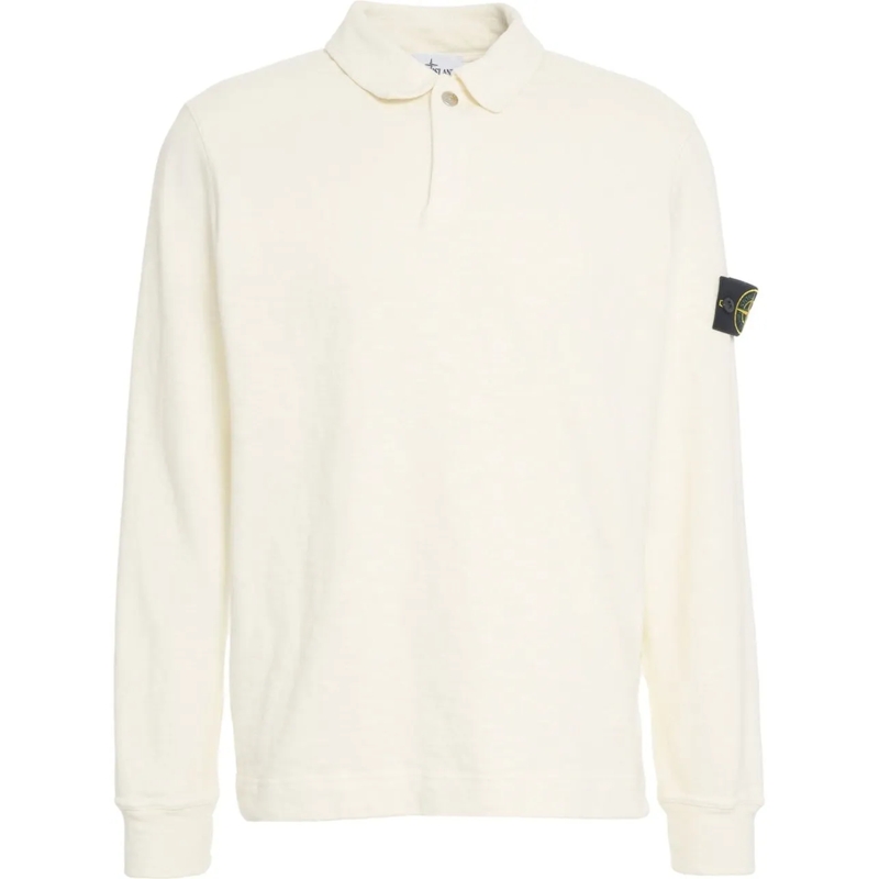 Stone Island T-Shirt Knit polo shirt with logo weiß