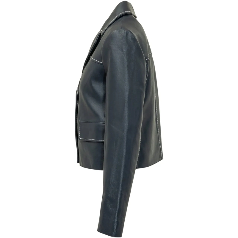 MICHAEL Michael Kors Lederjacke Giacca Pelle Corto blau(Image 3)