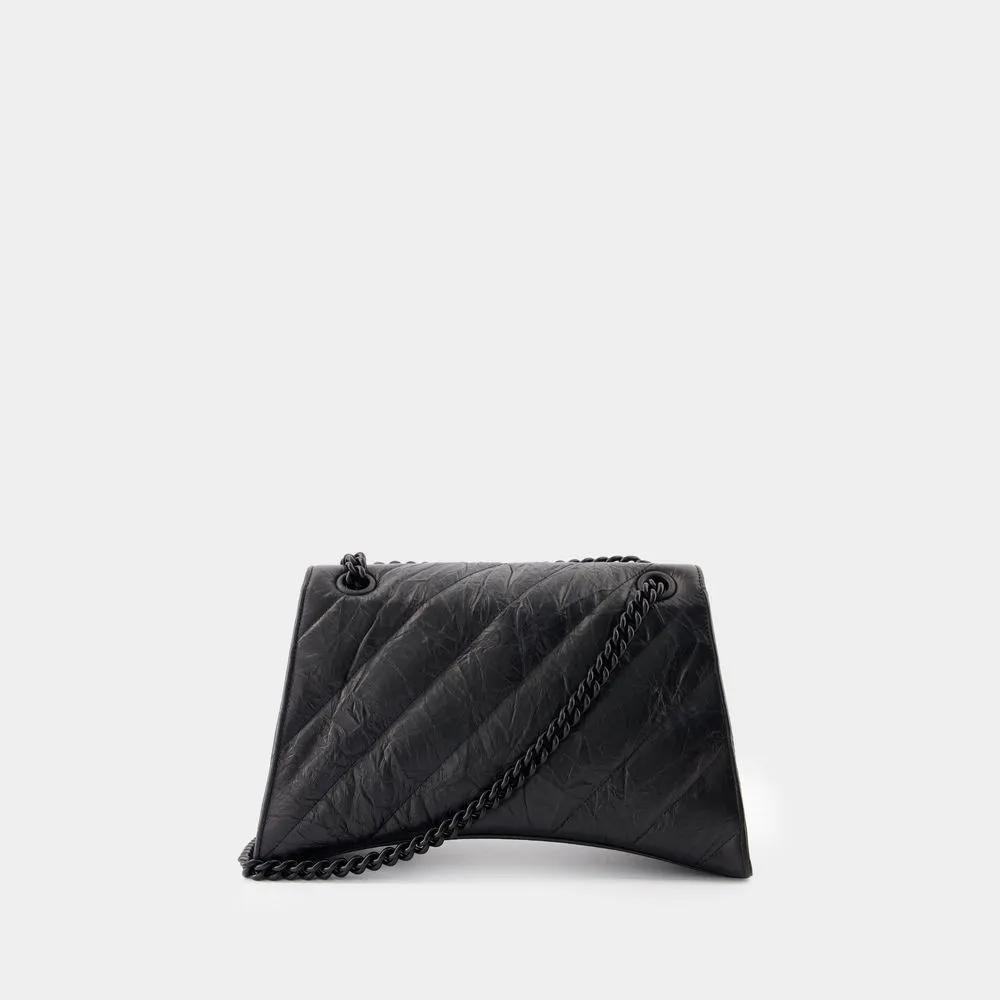 Balenciaga Shoppers Crush Chain M Shoulder Bag Leather Black in zwart