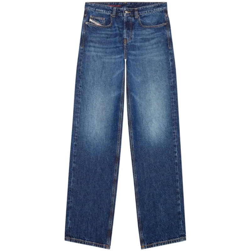 Diesel Jeans Relaxed Wide-Leg Blue Denim Jeans Green