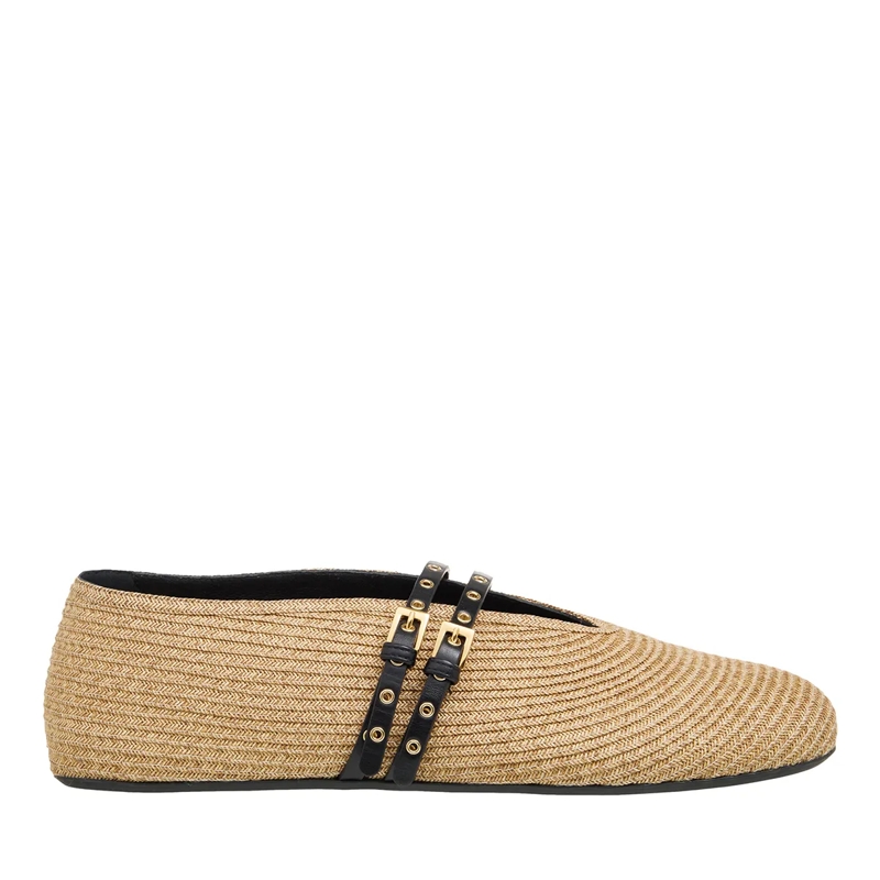 Alaia Ballerinas Rafia Ballet Flats Naturel