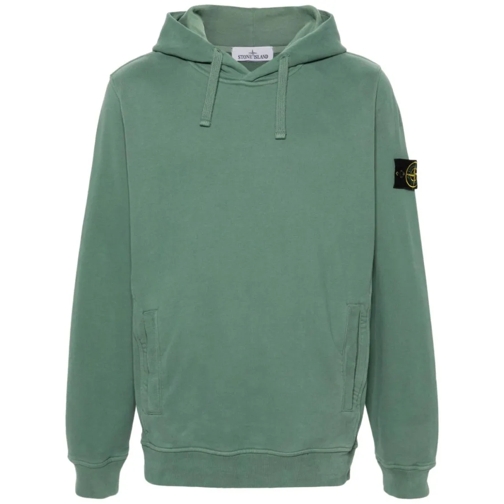 Stone Island Hoodie Compass-Patch Cotton Hoodie Green