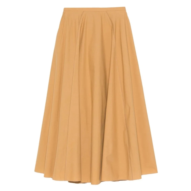 Forte Forte Midirok A-Line Beige Skirt With Soft Pleats Orange