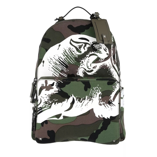 Valentino Garavani Animal Face Backpack Olive/Multi Rucksack