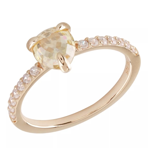 Little Luxuries by VILMAS Amoretti Ring Crystal Drop Yellow Gold Plated Bague