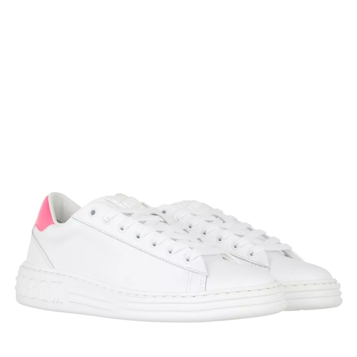 MSGM Scarpa Donna Neon Pink Optical White lage-top sneaker
