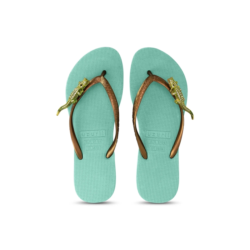 UZURII Flip Flops Zehentrenner Green Crocodile Switch mint