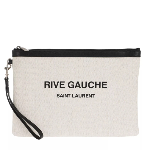 Saint Laurent Rive Gauche Pochette Lino Bianco Handväska med väskrem