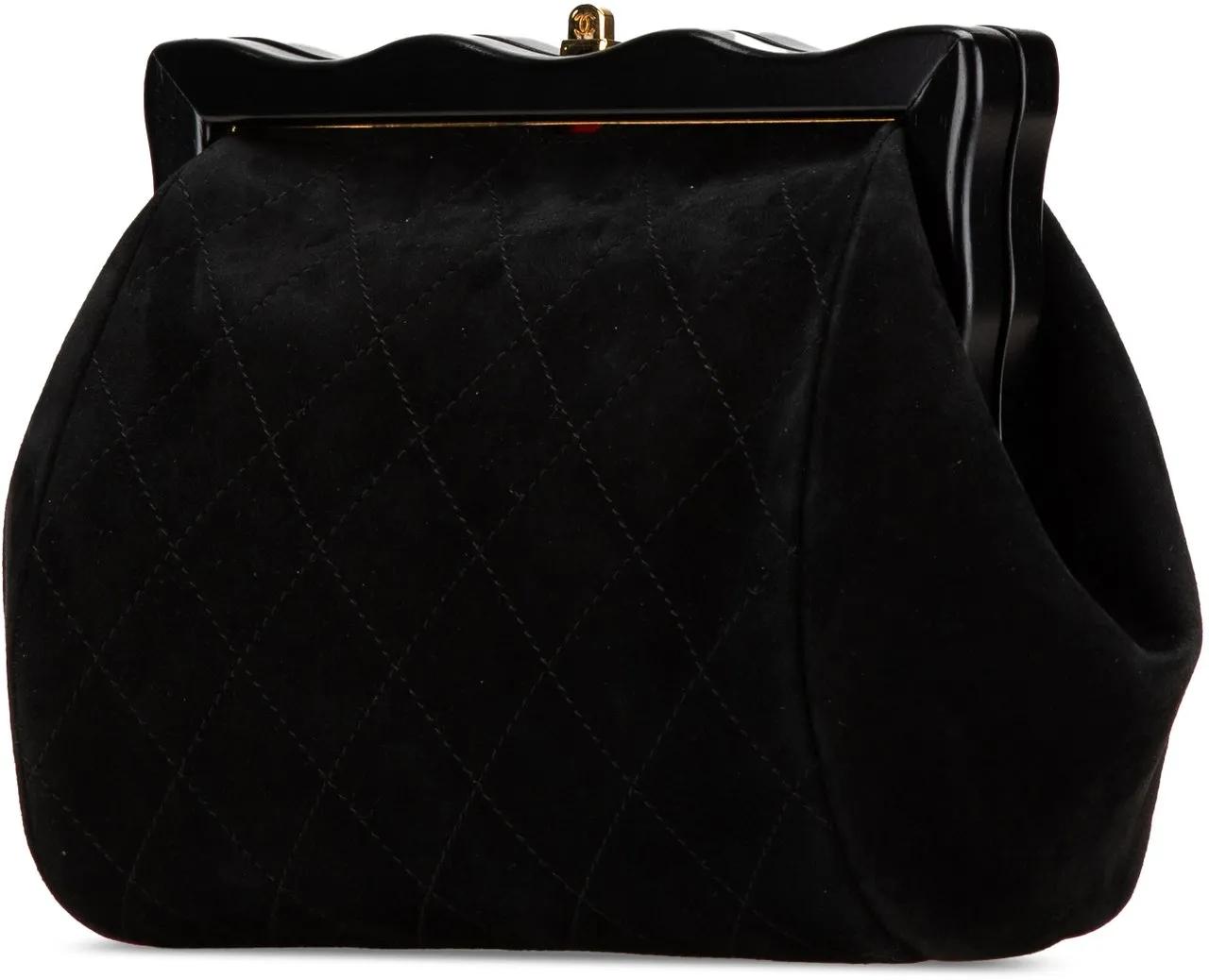 Thumbnail - Chanel Clutches - 1996-1997 CC Quilted Suede Kiss Lock Clutch - Gr. unisize - in Schwarz - für Damen