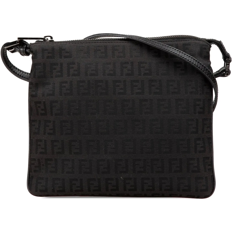 Fendi Schultertasche Zucchino Canvas Crossbody schwarz