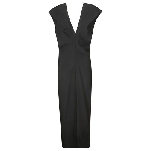 Khaite  Long Dress With V-Neck And Invisible Zip Black