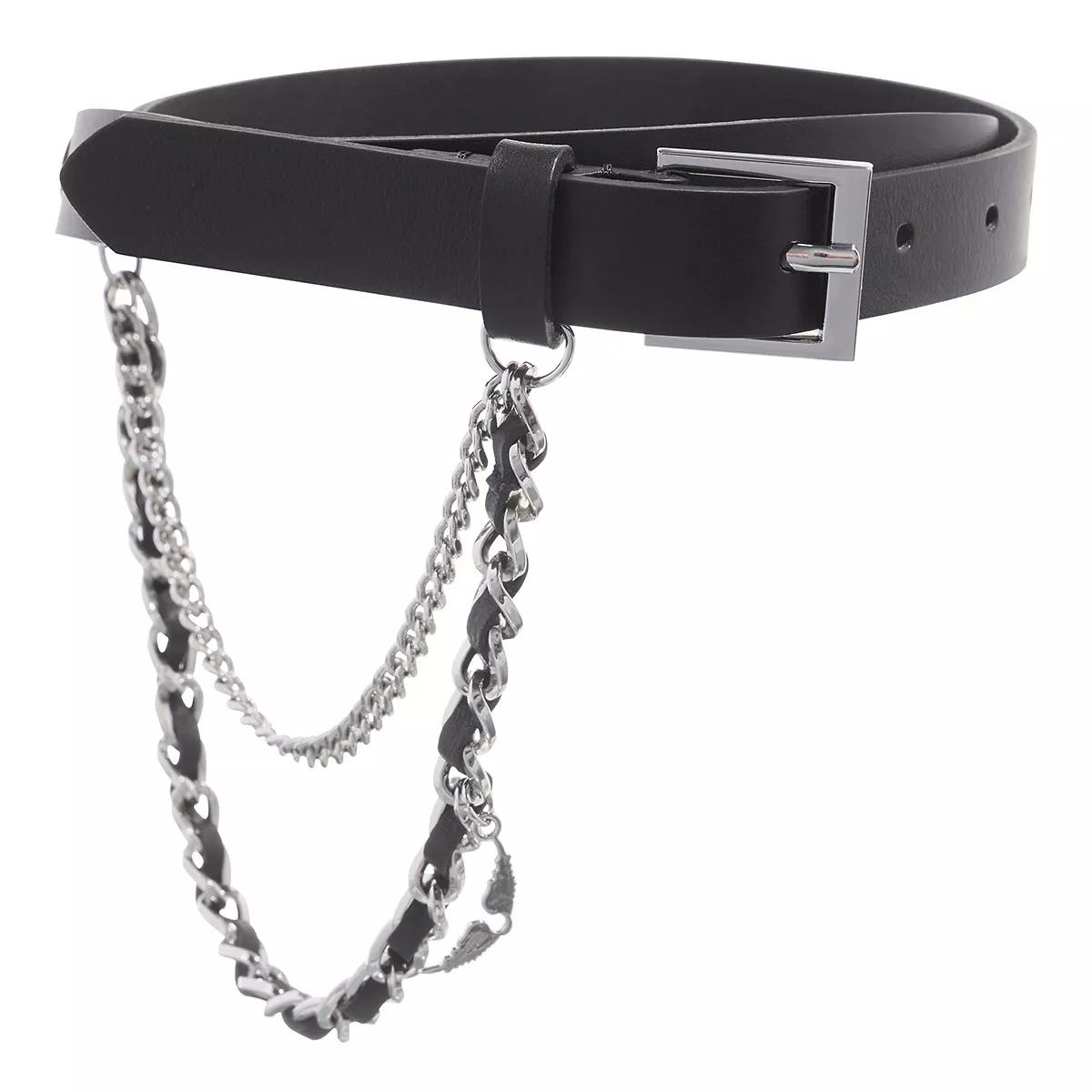 Zadig Voltaire Rock Chain Belt Leather Noir Silver Ceinture en