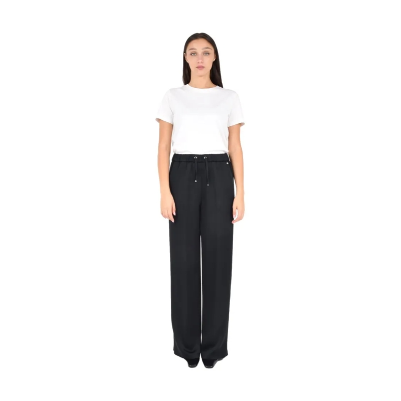 Herno  Wide-Leg Trousers With Drawstring Waist Black