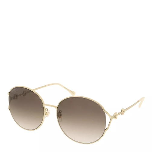 Gucci GG1017SK-003 58 Sunglass Woman Metal Gold-Gold-Brown Sunglasses