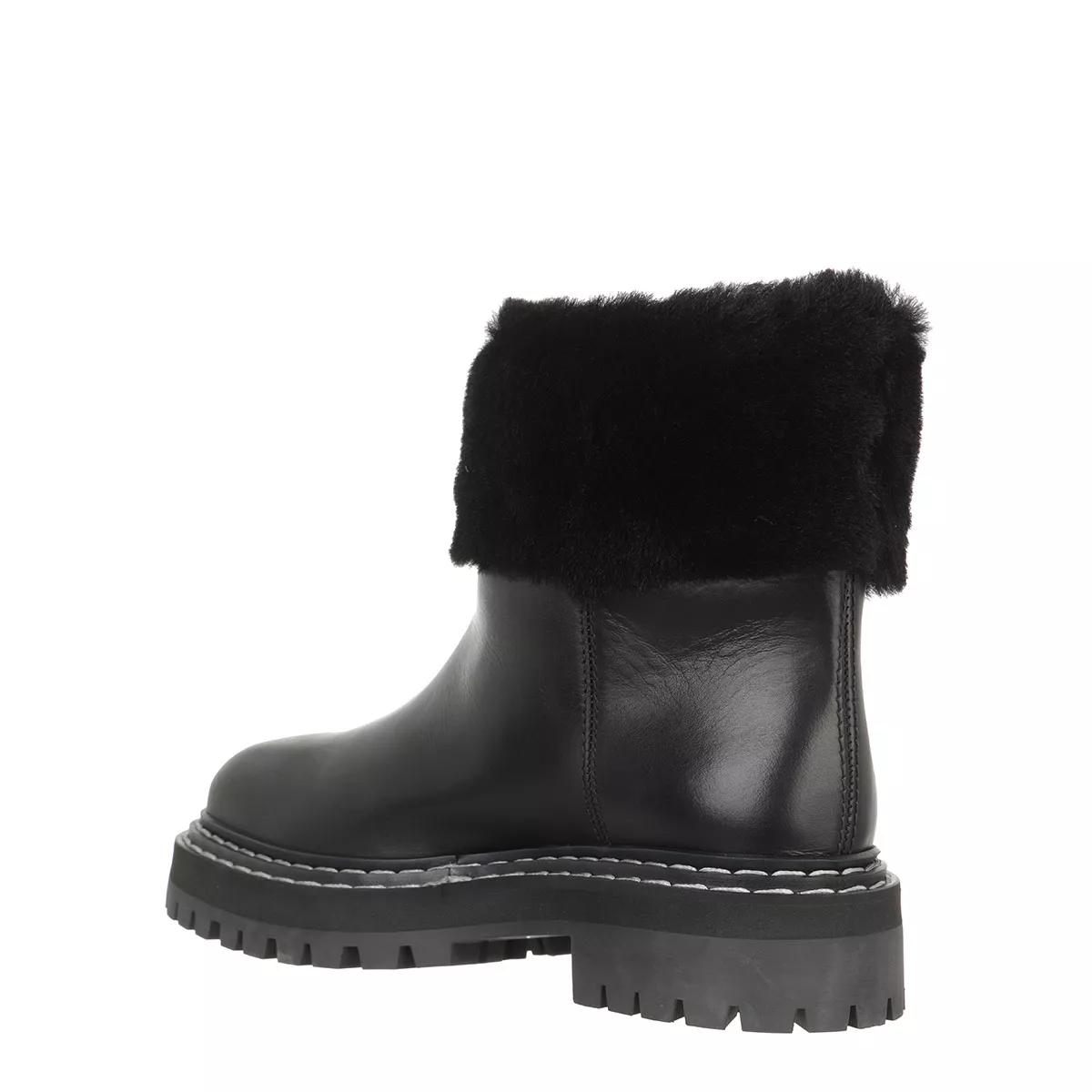 Proenza Schouler Calf Softy Merinos Sheep Combat Black Ankle Boot