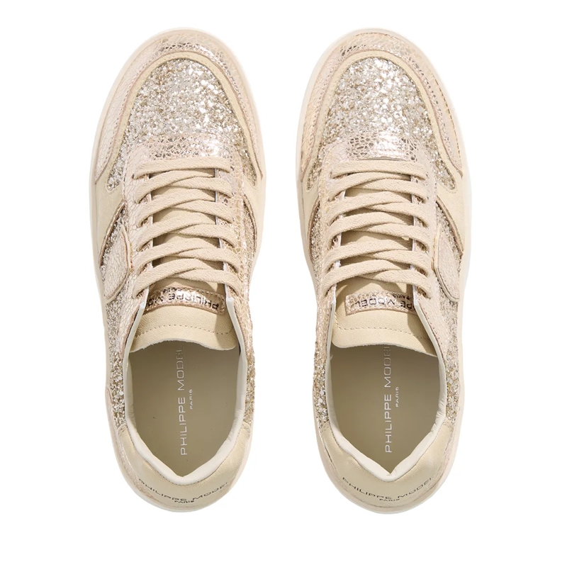 Philippe Model Low-Top-Sneaker Nice Low Woman Metal Glitter_Platinum(Image 5)