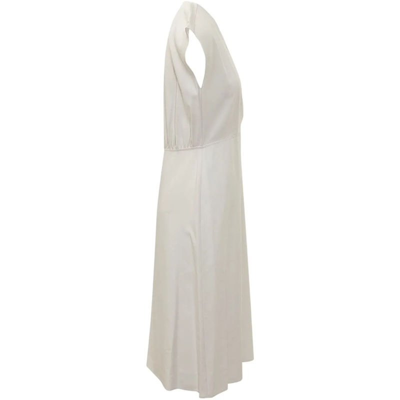 Calvin Klein Maxikleid Abito Midi Smanicato con Scollo a V weiß(Image 3)