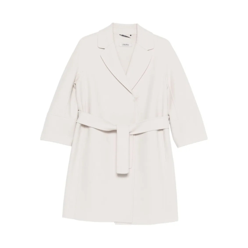 Max Mara Bontjassen Tailored Virgin Wool Coat With Notched Lapel White