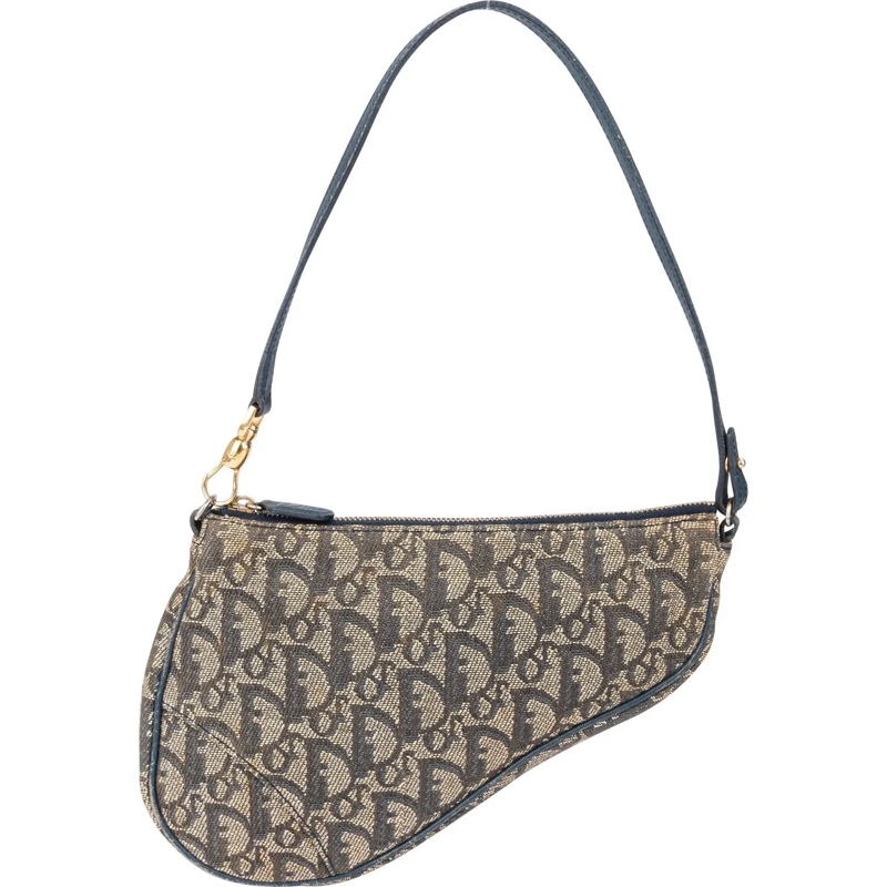 Christian Dior Schultertasche Christian Dior Trotter Monogram Mini Saddle Handba blau