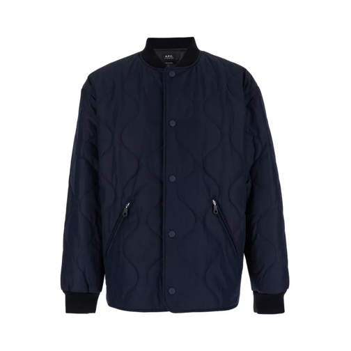 A.P.C. Florent' Jacket With Press Buttons In Blue Quilted Blue 