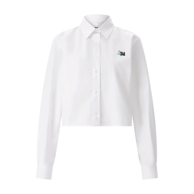 MSGM Chemisier Cropped Hemdbluse weiß