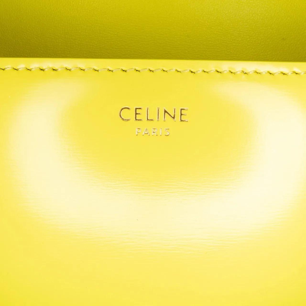 Celine Hobo bags 2022 Triomphe Calfskin Cuir Chain Shoulder Bag in geel