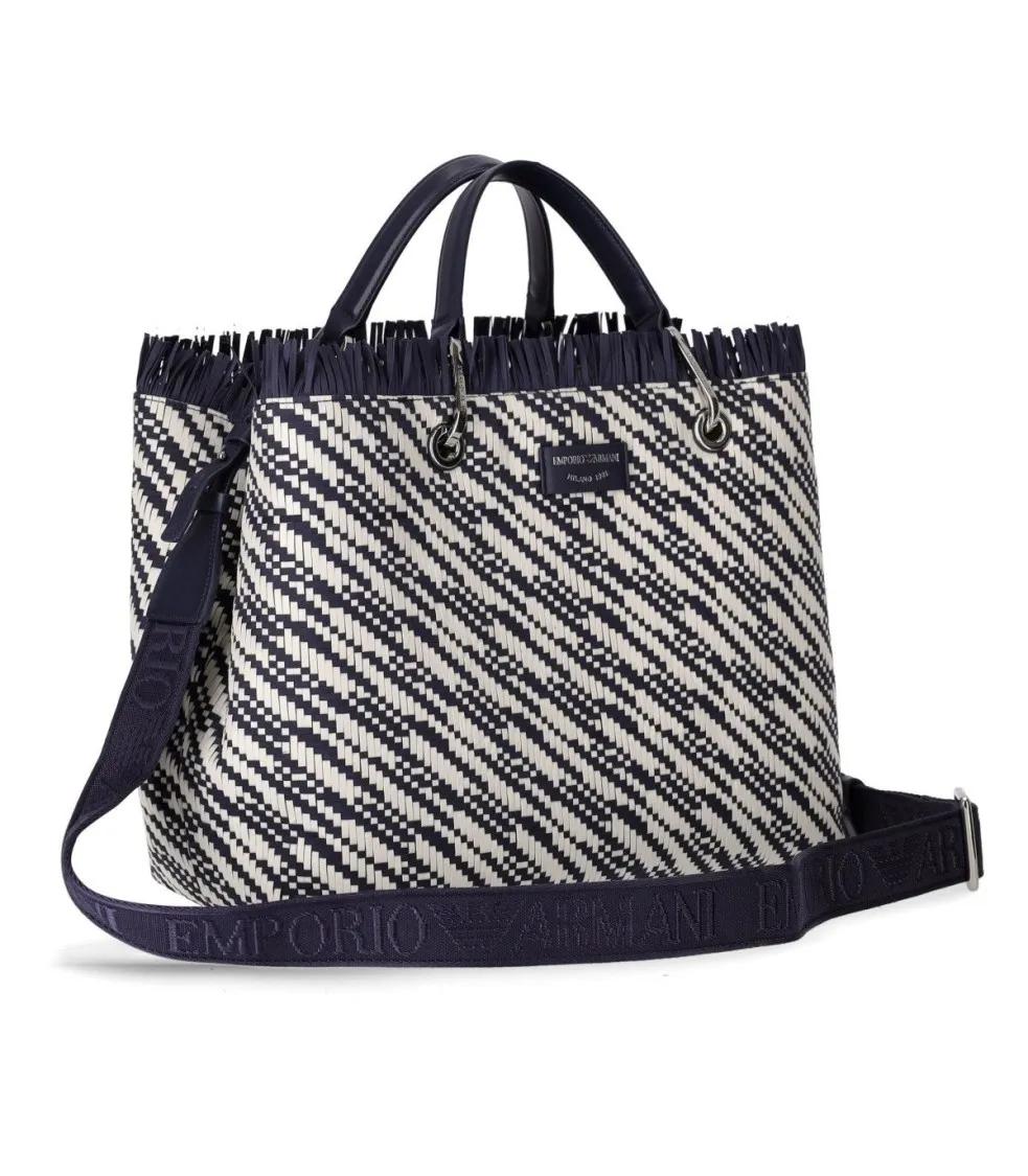 Emporio Armani Shoppers & Totes Myea Blue Aqnd White Medium Shopping Bag in blauw
