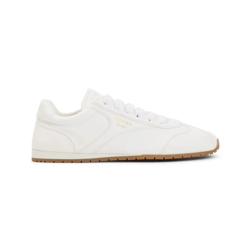 Prada Low-Top-Sneaker Minimalist White Leather Sneakers With Contrasting White