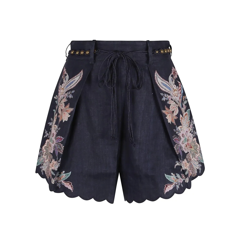 Zimmermann Legere Shorts Tailored Linen Bermudas Blue