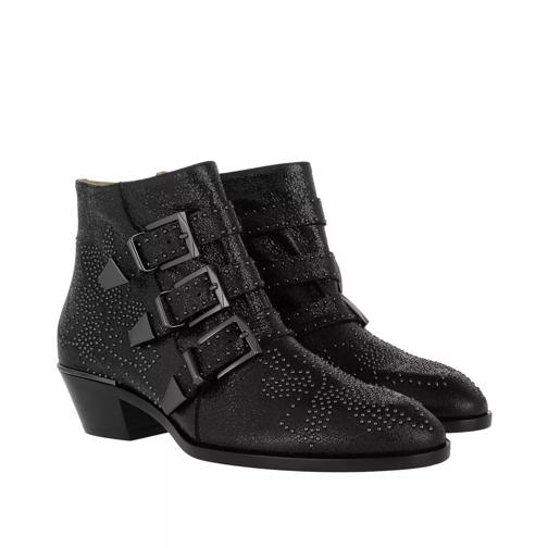 Chloé Susanna Studded Gunmetal Boots Metallized Goatskin Black Stiefelette