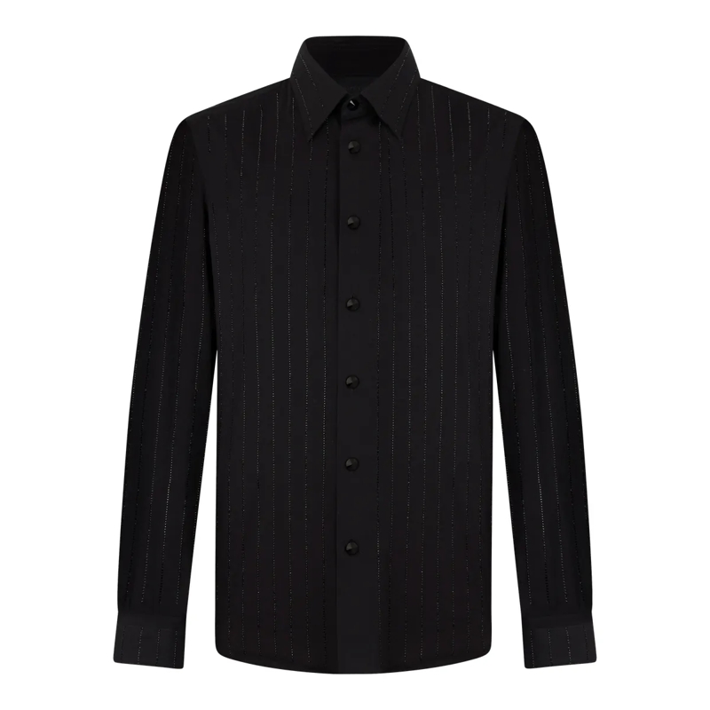 Philipp Plein Hemd Sugar Daddy Cut Shirt Stripes Stones Stones schwarz