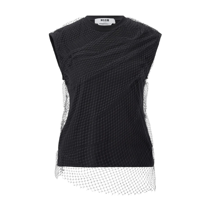 MSGM Top Top mit Netzdetail Schwarz