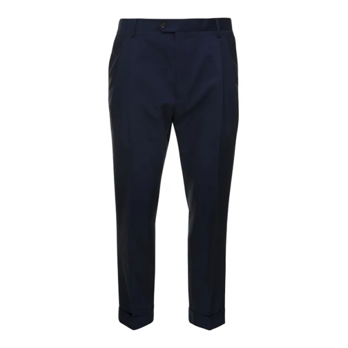 Reveres 1949 Blue Tailored Trousers In Wool Blend Blue 