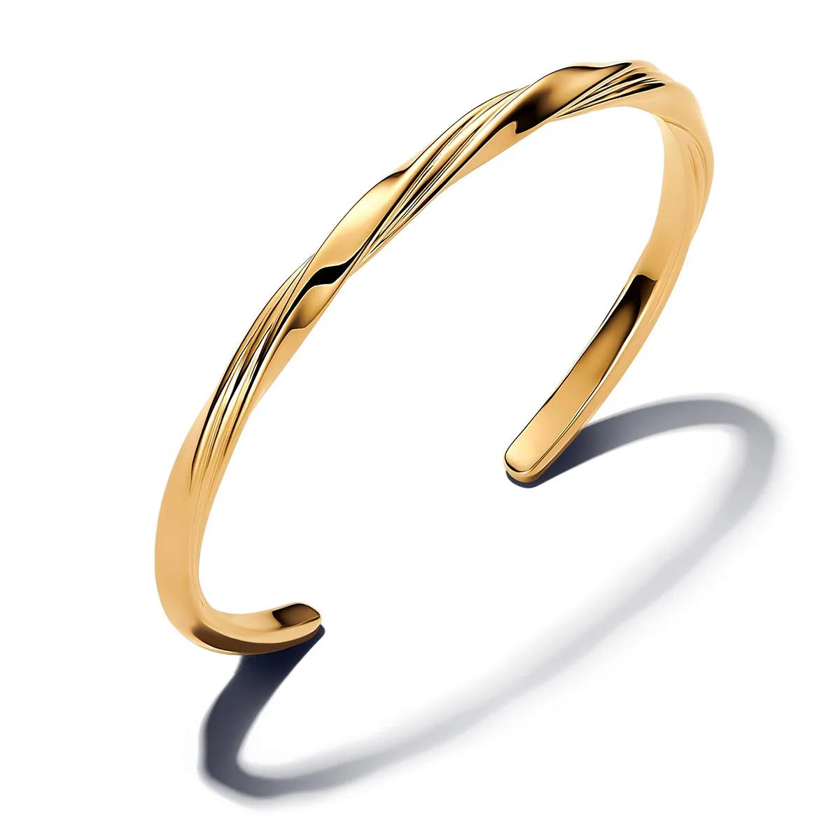 Pandora Armband - Twisted Open Bangle - Gr. 17,5 - in Gold - für Damen - aus 14 Karat Gelbgold (585) & Metalllegierung