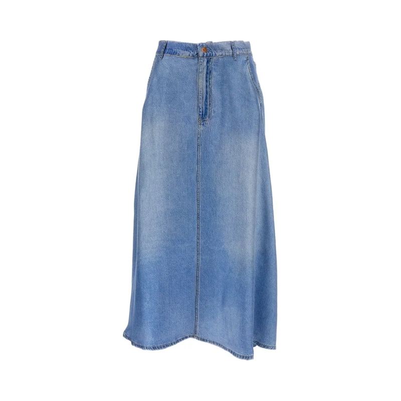 Pierre-Louis Mascia Spijkerrok Silk Printed Shirt Blue