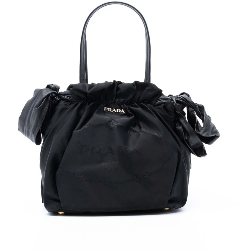 Prada Schultertasche Tessuto Logo Bow Satchel schwarz