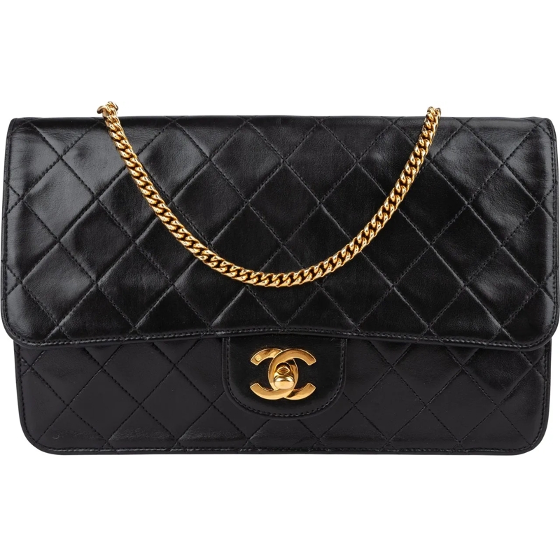 Chanel Tote Chanel Quilted Lambskin 24K Gold Single Flap Cross schwarz