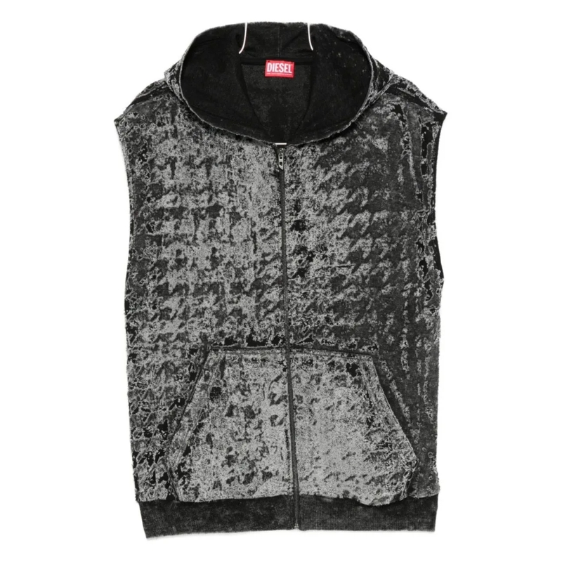 Diesel  Mottled Black Sleeveless Jacket Grey